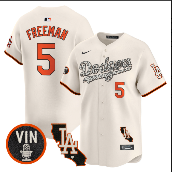 Men Los Angeles Dodgers #5 Freeman 2025 cream Limited Stitched Jersey->los angeles dodgers->MLB Jersey